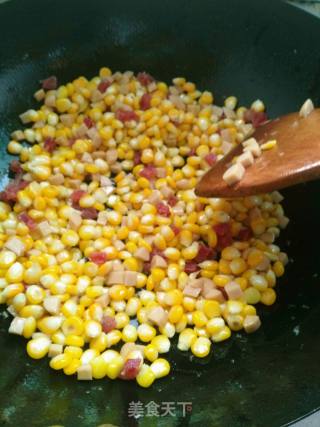 Stir-fried Corn with Ham and Salami recipe