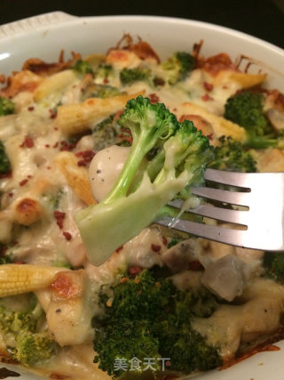 Baked Broccoli with Chicken and Mushroom Gratin --- More Detailed Steps recipe