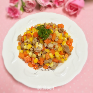 Stir-fried Minced Pork with Corn and Carrot recipe