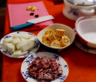 Cooking Corn and Winter Melon Pork Rib Soup in A Boiling Pot Off The Fire recipe