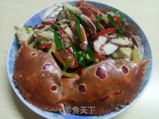 Fried Crab with Ginger and Spring Onion recipe