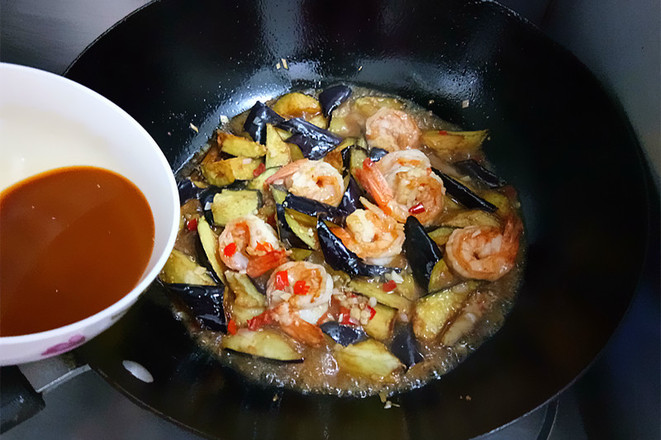 Eggplant with Fish Flavor Shrimp Balls recipe