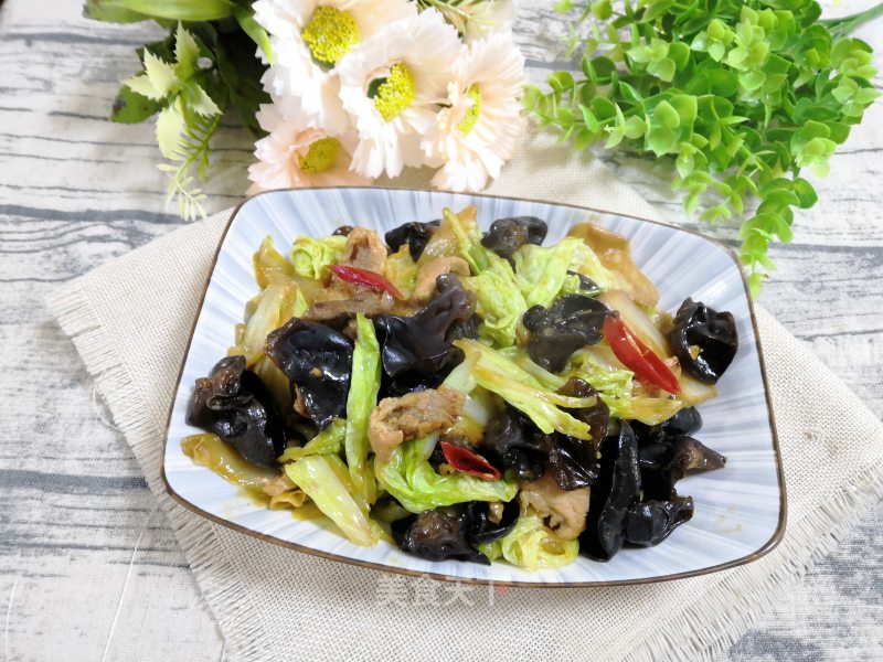 Stir-fried Pork with Cabbage and Fungus recipe