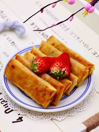 Fried Spring Rolls with Potato Shreds and Red Pepper recipe
