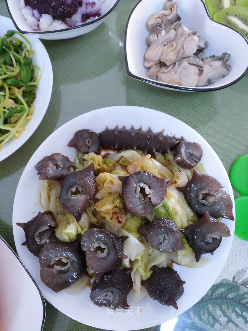 Scrambled Eggs with Mushroom and Sea Cucumber recipe