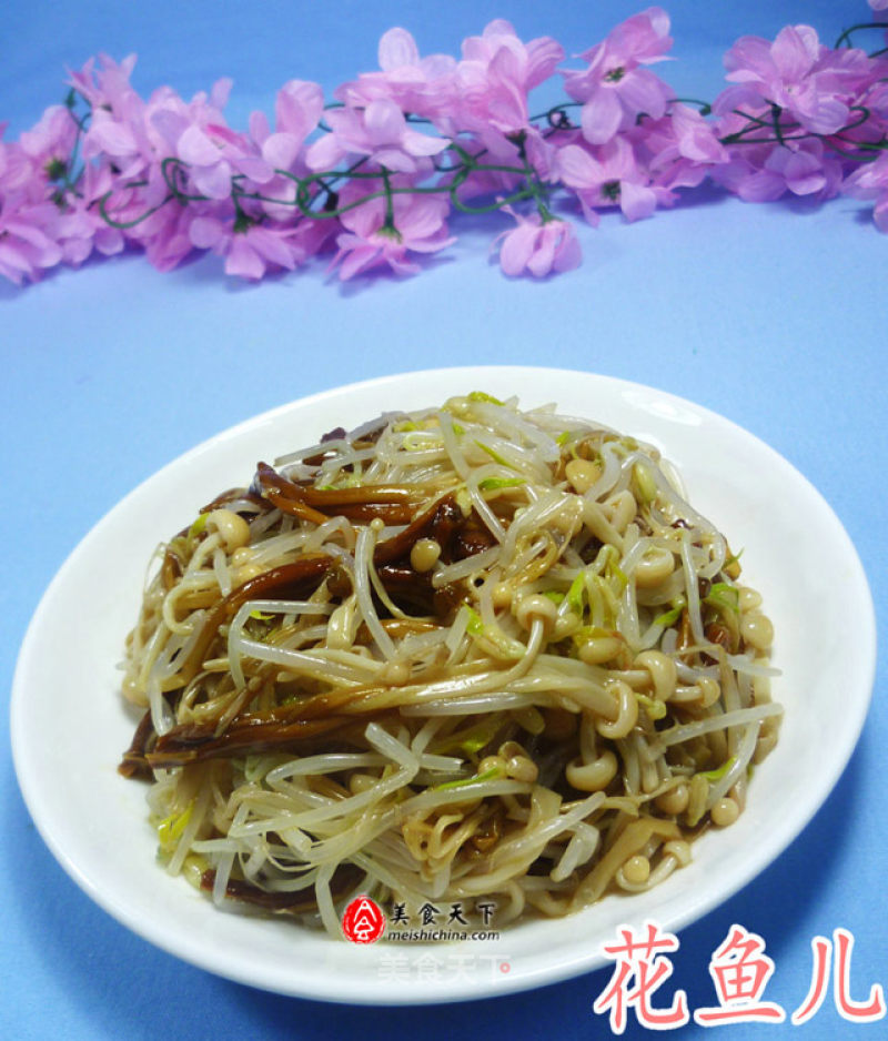 Golden Needle Mushroom Mixed with Mung Bean Sprouts recipe