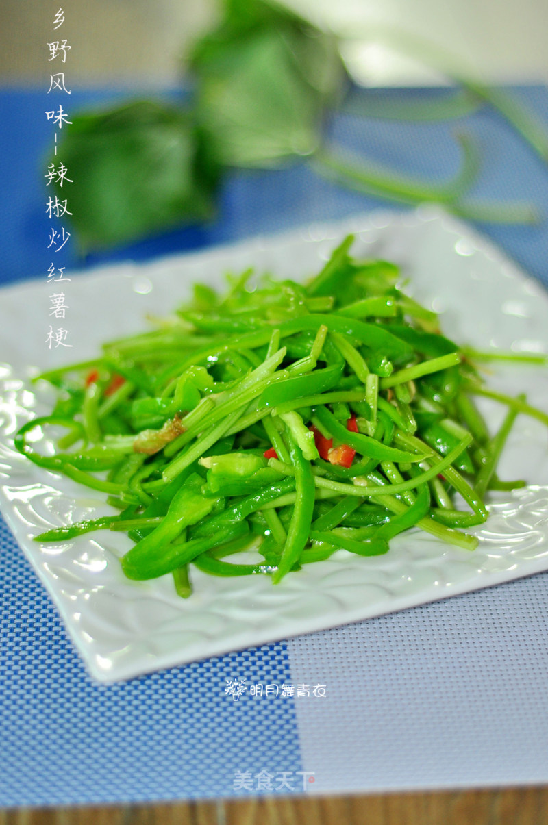 Stir-fried Sweet Potato Stems with Chili recipe