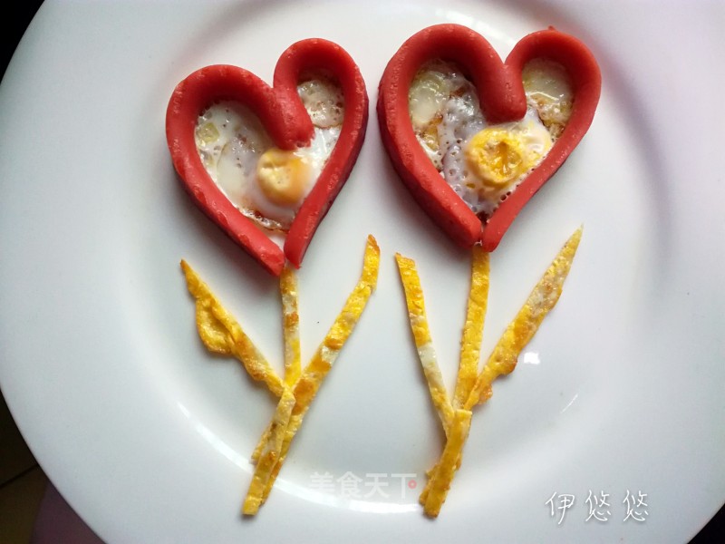 Electric Baking Pan One Ham Heart-shaped Poached Egg recipe