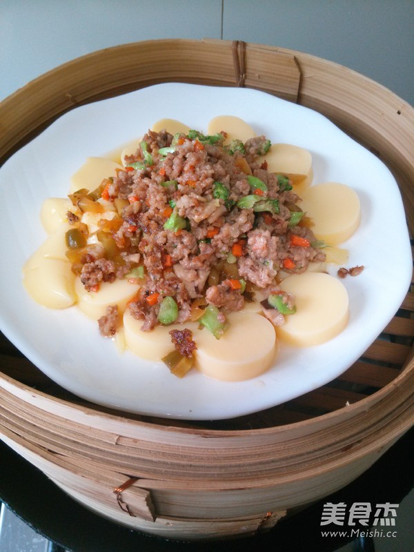 Steamed Tofu with Minced Meat recipe