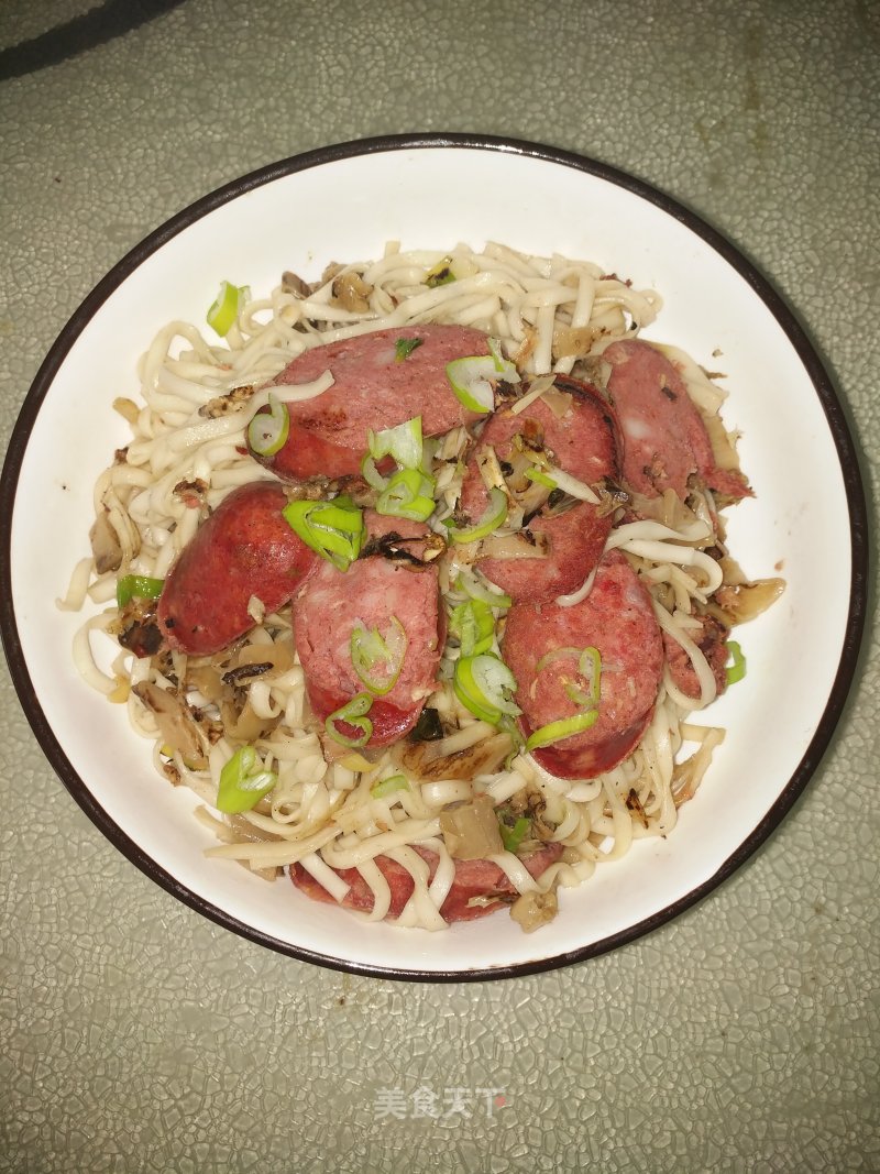 Fried Noodles with Sauerkraut and Sausage recipe
