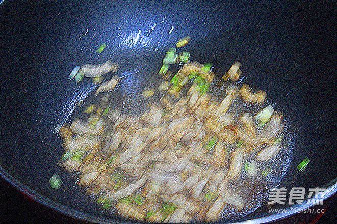 Fried Pork with Sweet Potato Stems recipe