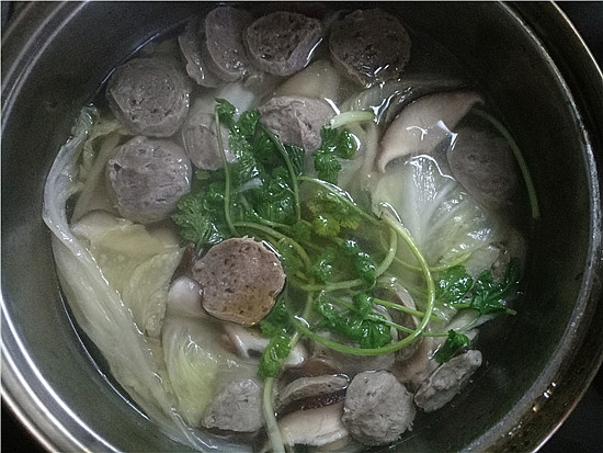 Egg and Mushroom Beef Ball Noodle Soup recipe