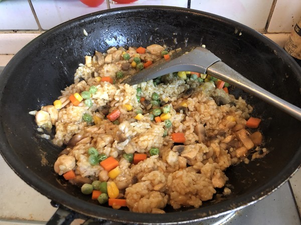 Curry Mushroom Chicken Fried Rice recipe