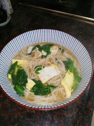 Simple and Delicious~~ Egg Noodle Soup with Wolfberry Leaf recipe