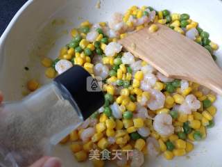 Fried Shrimp with Corn and Peas recipe