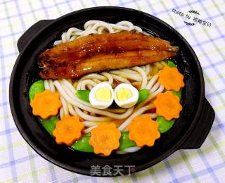 Udon Noodles with Eel and Seasonal Vegetables recipe