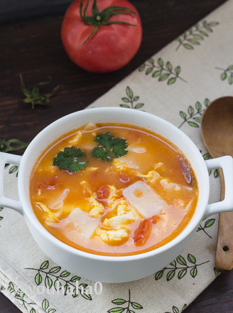 Tomato and Egg Rice Cake Soup recipe