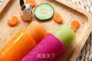 Two-color Fruit and Vegetable Popsicles recipe