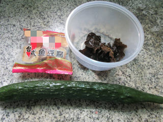 Stir-fried Cucumber with Black Fungus and Fish Tofu recipe