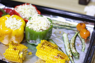 #柏翠大赛#colorful and Colorful Roasted Seasonal Vegetable Baked Rice recipe