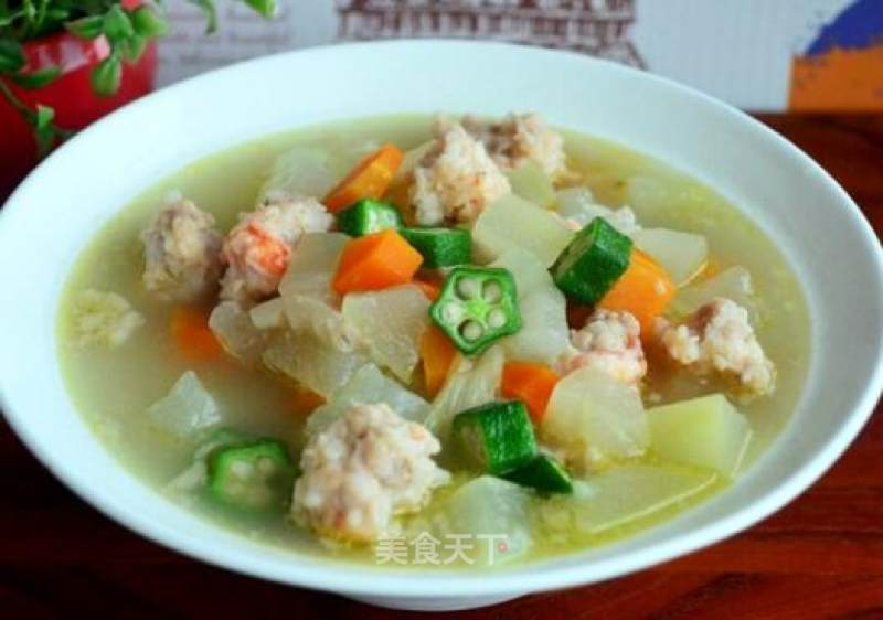 Boiled Shrimp Meatballs in Vegetable Soup recipe