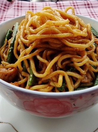 Braised Noodles with Beans and Pork recipe