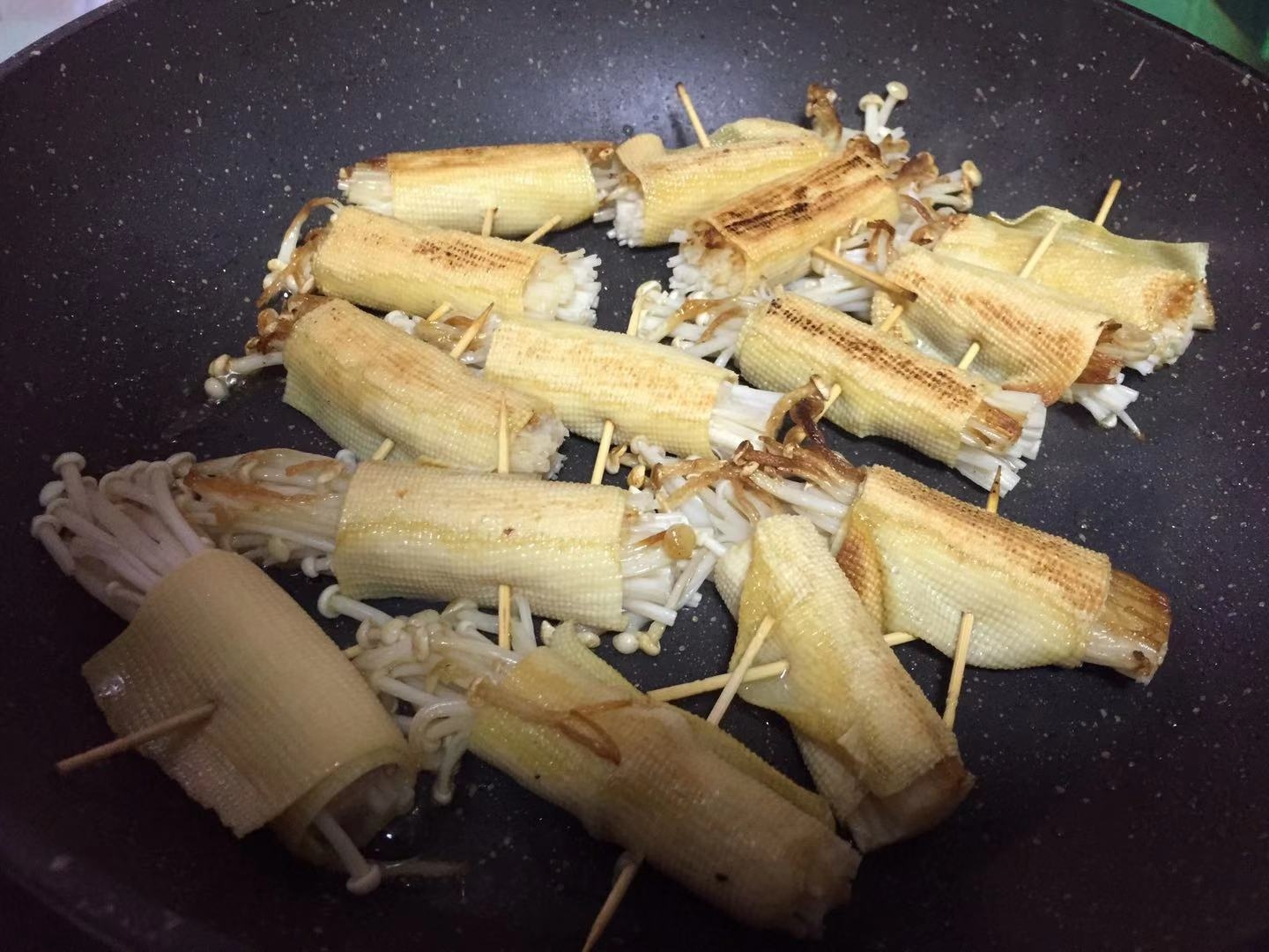 Enoki Mushroom Bean Curd Roll recipe