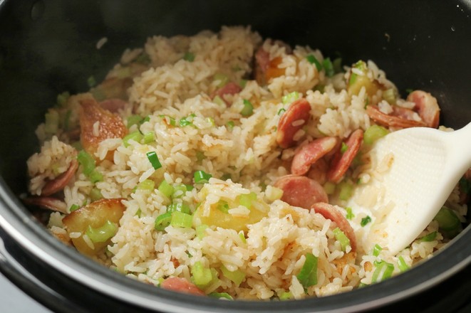 Braised Rice with Potatoes and Sausages recipe