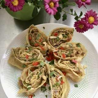 Pumpkin Pork Bean Curd Roll recipe