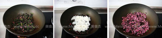 Purple Amaranth and Garlic Fried Rice recipe