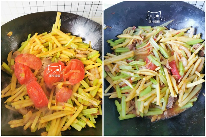 Fried Celery and Potato Chips recipe