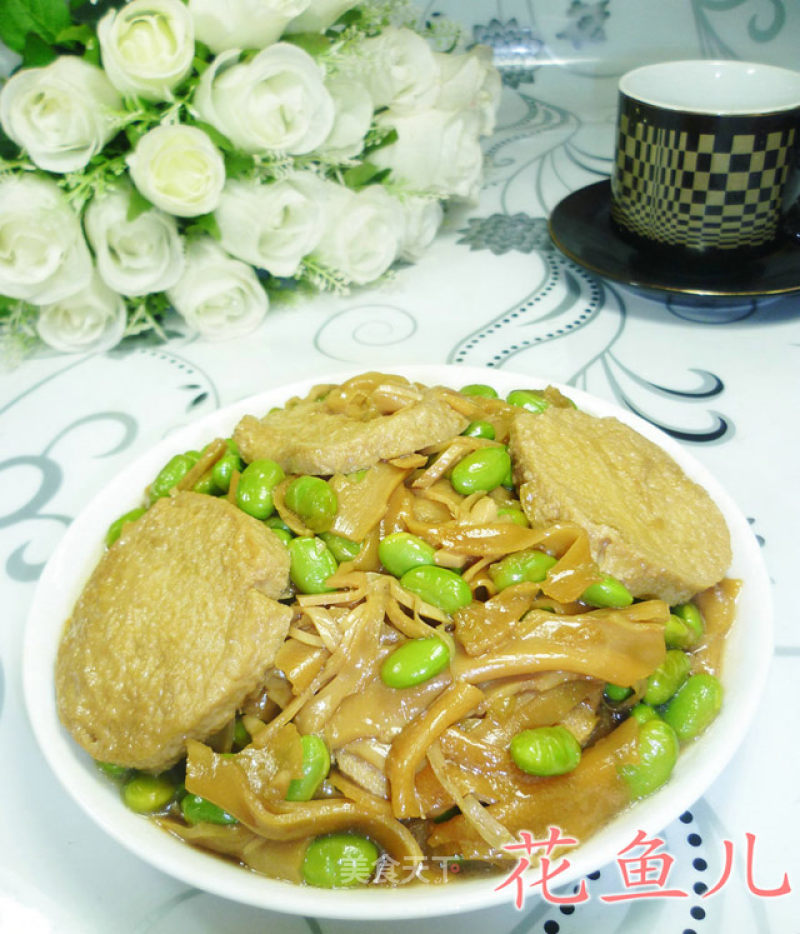 Roasted Vegetarian Chicken with Edamame and Bamboo Shoots recipe