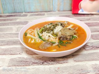 Hot and Sour Noodles with Matsutake and Duck Meat recipe