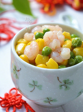 Fried Shrimp with Corn and Peas recipe