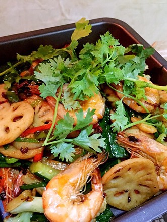 Griddle Shrimp Stir-fried Vegetarian Vegetables recipe