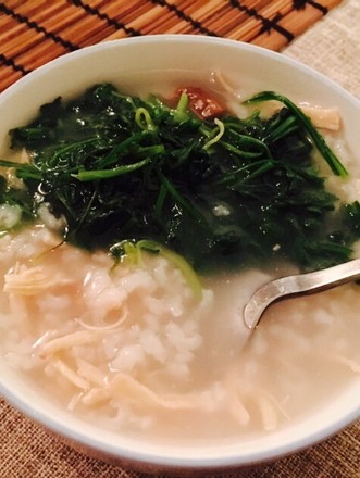 Chestnut Shredded Chicken Porridge with Wild Vegetables