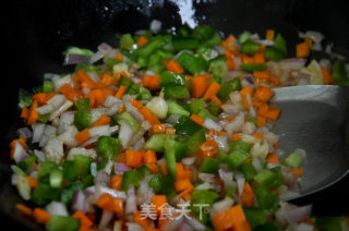 Fried Rice with Shrimp Skin, Three Vegetables and Ginger Wine recipe