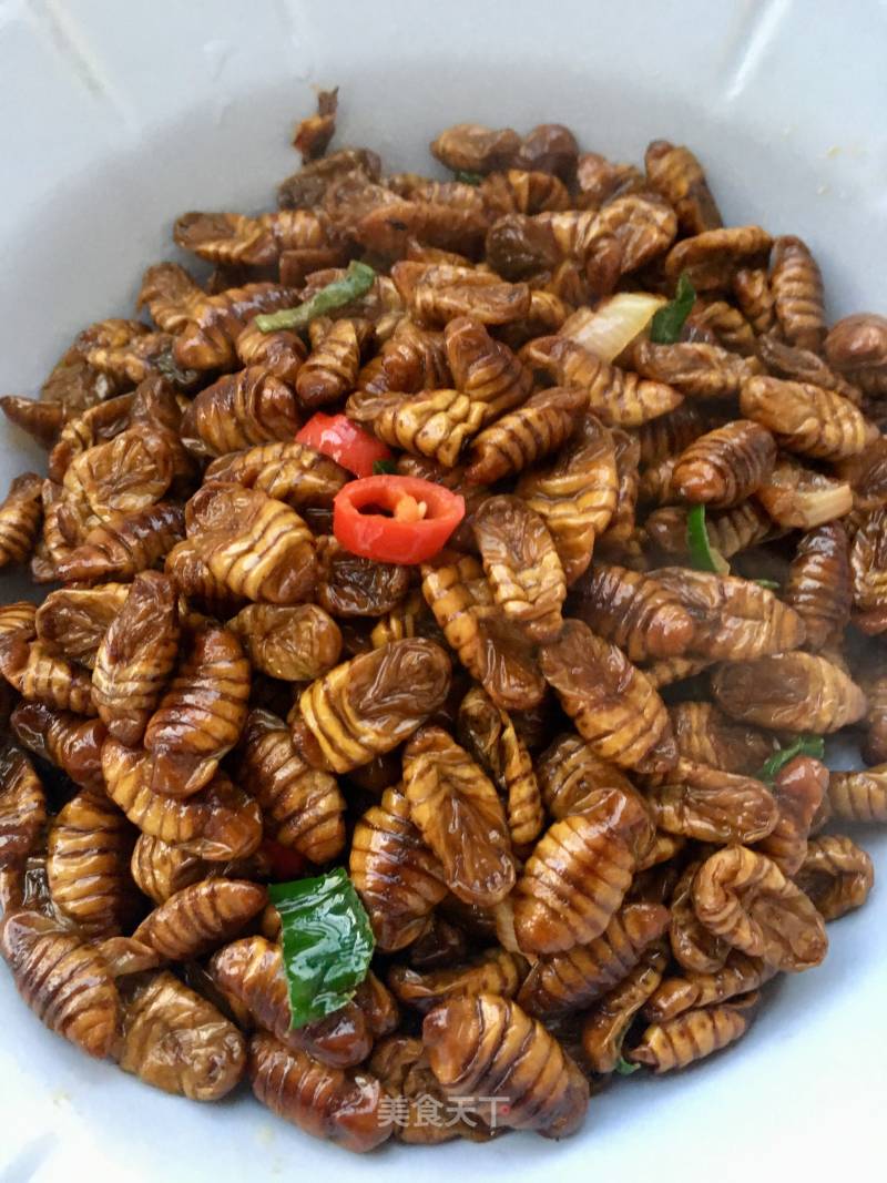 Dry Stir-fried Silkworm Pupa recipe