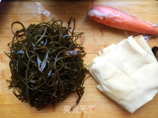 Homemade Three Shreds (tofu Skin, Kelp and Carrot Shreds) recipe