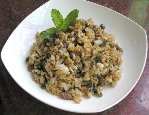 Fried Rice with Meat Sauce and Mint recipe