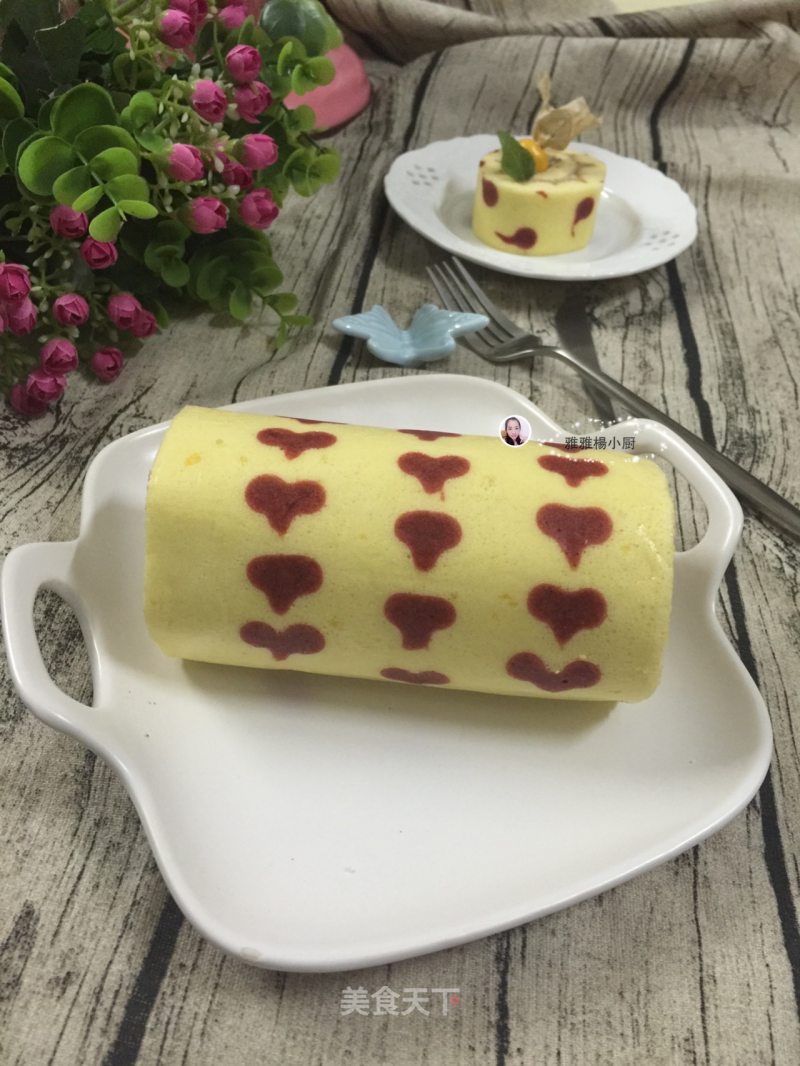 #trust of The Beauty#painted Love Cake Roll#东ridge Roasted Cube# recipe