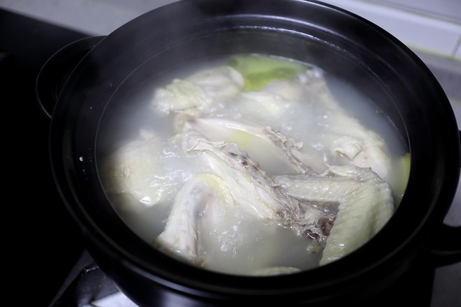 Tofu Noodle Soup with Green Vegetables and Chicken recipe