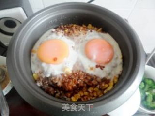 A Nutritious Lunch for Two-----mushroom Meat Cake Nest Egg Rice recipe