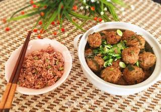 Braised Lotus Root Meatballs with Potherb Mustard recipe