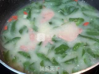 Pork Liver Soup with Wolfberry Leaf in Congee Base recipe