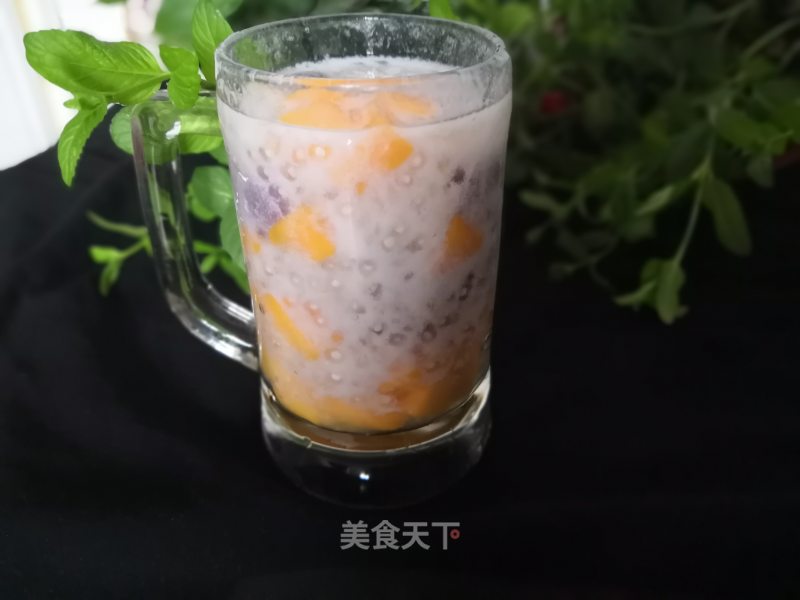 Purple Sweet Potato Mango Coconut Sago recipe