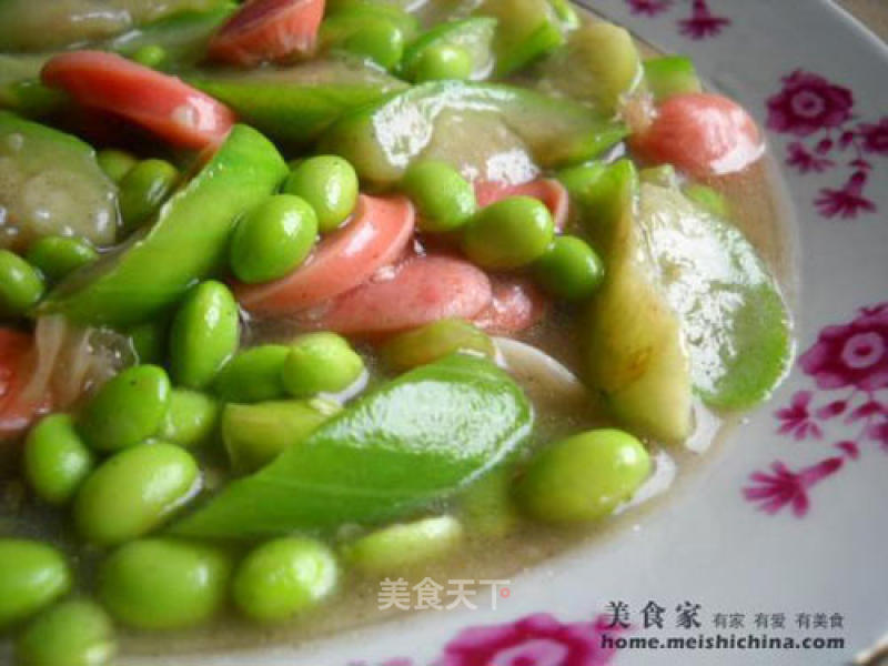 Stir-fried Loofah with Edamame recipe