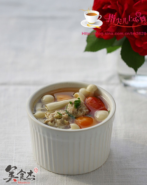 Mushroom Tomato Meatball Soup recipe