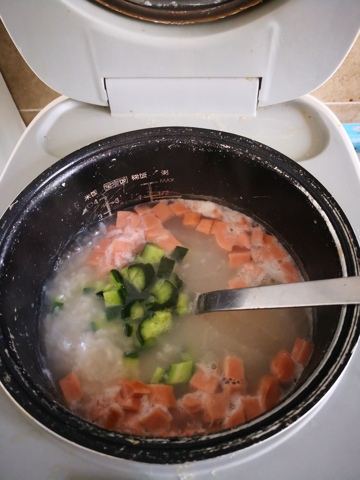 Beef Sausage and Cucumber Porridge recipe