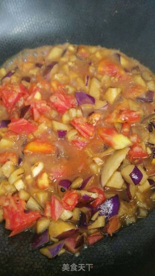 Marinated Noodles with Tomato, Egg, Diced Eggplant recipe